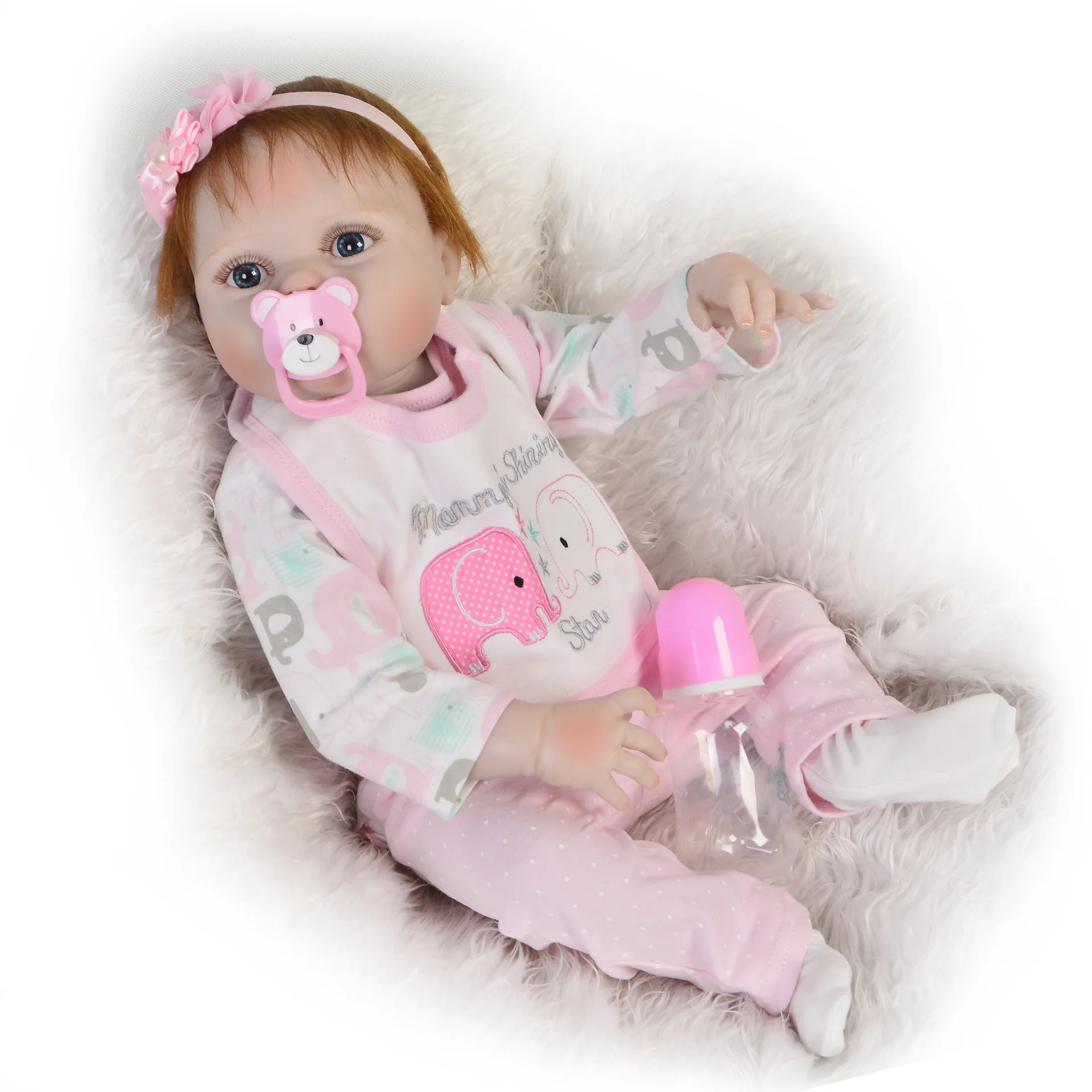 

23-inch Simulation Full Silicone Baby Doll, 57 Cm High Cute Short Hair Doll Limbs Soft Movable Children Favorite Gift Doll