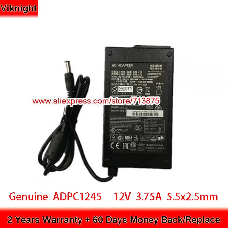 

Genuine ADPC1245 12V 3.75A 45W AC Adapter for IIYAMA MONITOR E2271HDS 239C4Q 227E4QH