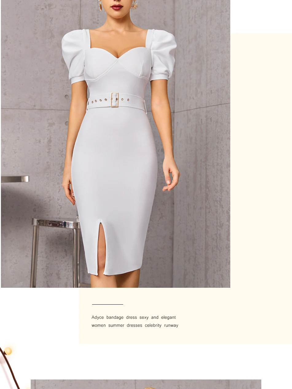 Adyce Black Short Puff Sleeve Club Bandage Dress For Women Sexy 2021 New Summer V Neck Belt Celebrity Runway Party Outfit Dress Adyce Black Short Puff Sleeve Club Bandage Dress For Women Sexy 2021 New Summer V Neck Belt Celebrity Runway Party Outfit Dress