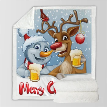 

Christmas 3D Travel Blanket Printing Hooded Blanket Sherpa Fleece Wearable plush Throw Blanket on Bed Sofa Thick warm B1022
