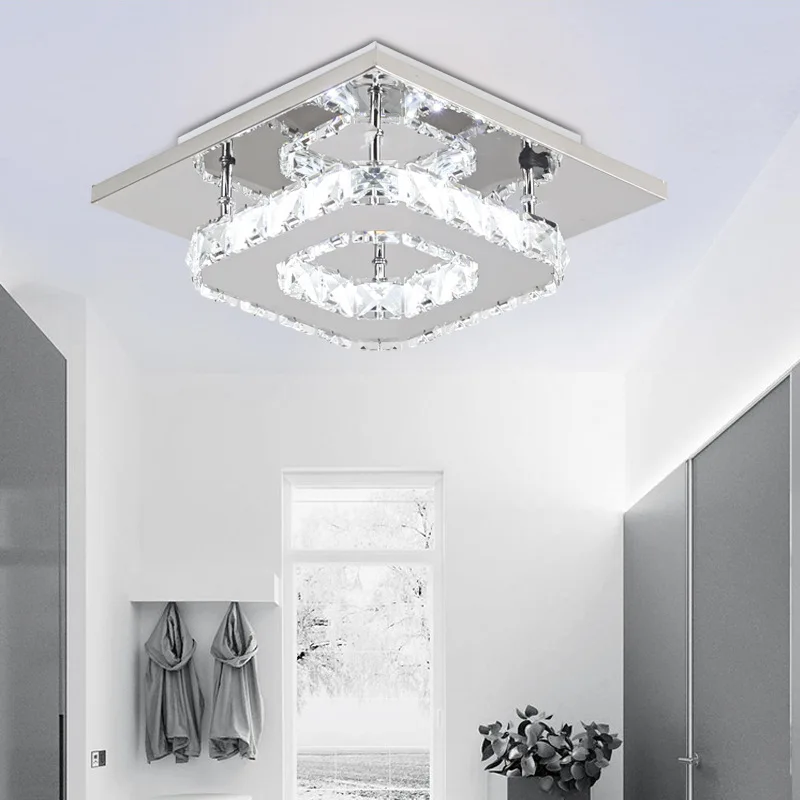 

Cross-Mirror Hot Selling Simple LED Square Entrance Hallway Crystal Living Room Ceiling Lamp Certified with Colorful Box