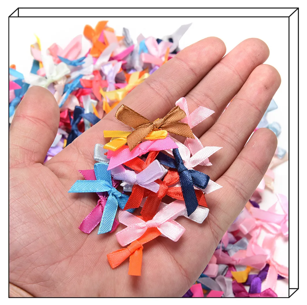 500pcs Handmade DIY Embellishment Crafts Accessory Pre Tied Satin Ribbon Bow Wedding Hair Style Tool