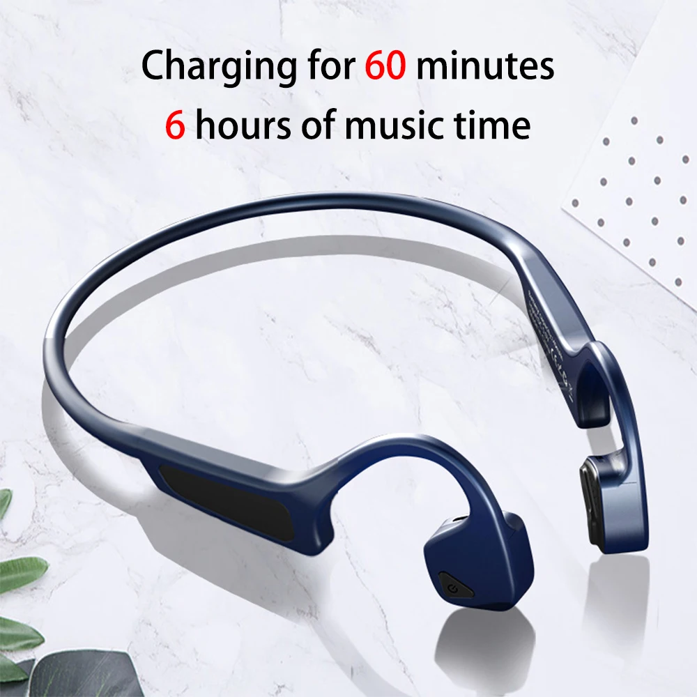Синий Костная проводимость Bluetooth гарнитура Беспроводные, для спорта, бега Игровые наушники с микрофоном стерео громкой связи открытый для Xiaomi huawei - Цвет: Синий