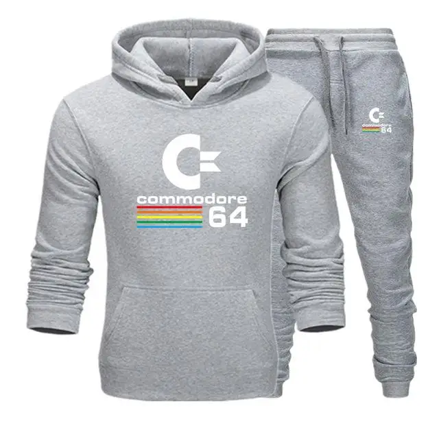 gray Новинка, фирменный спортивный костюм, модные мужские спортивные толстовки, комплект из двух предметов, флисовая плотная толстовка с капюшоном+ штаны, спортивный костюм для мужчин, большие размеры - Цвет: gray
