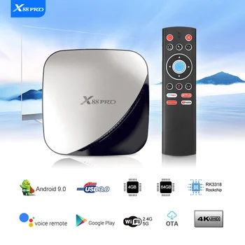 

New Android TV Box X88PRO Android 9.0 Set Top Box Rockchip RK3318 4GB RAM 64GB ROM 4K Player Store Smart TV Box with IR Remote
