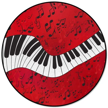 

Piano Music Note Red Pattern Rugs and Carpets for Home Living Room Round Rug for Children Rooms Non-slip