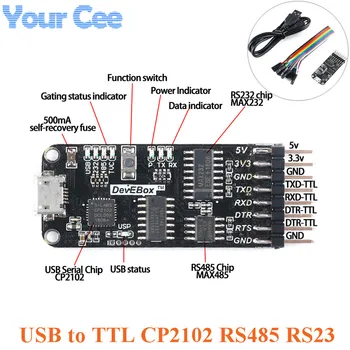 

10-in-1 CP2102 USB to TTL Serial Module Multi-function Serial Port Board RS485 RS232 with Cable 0-30V