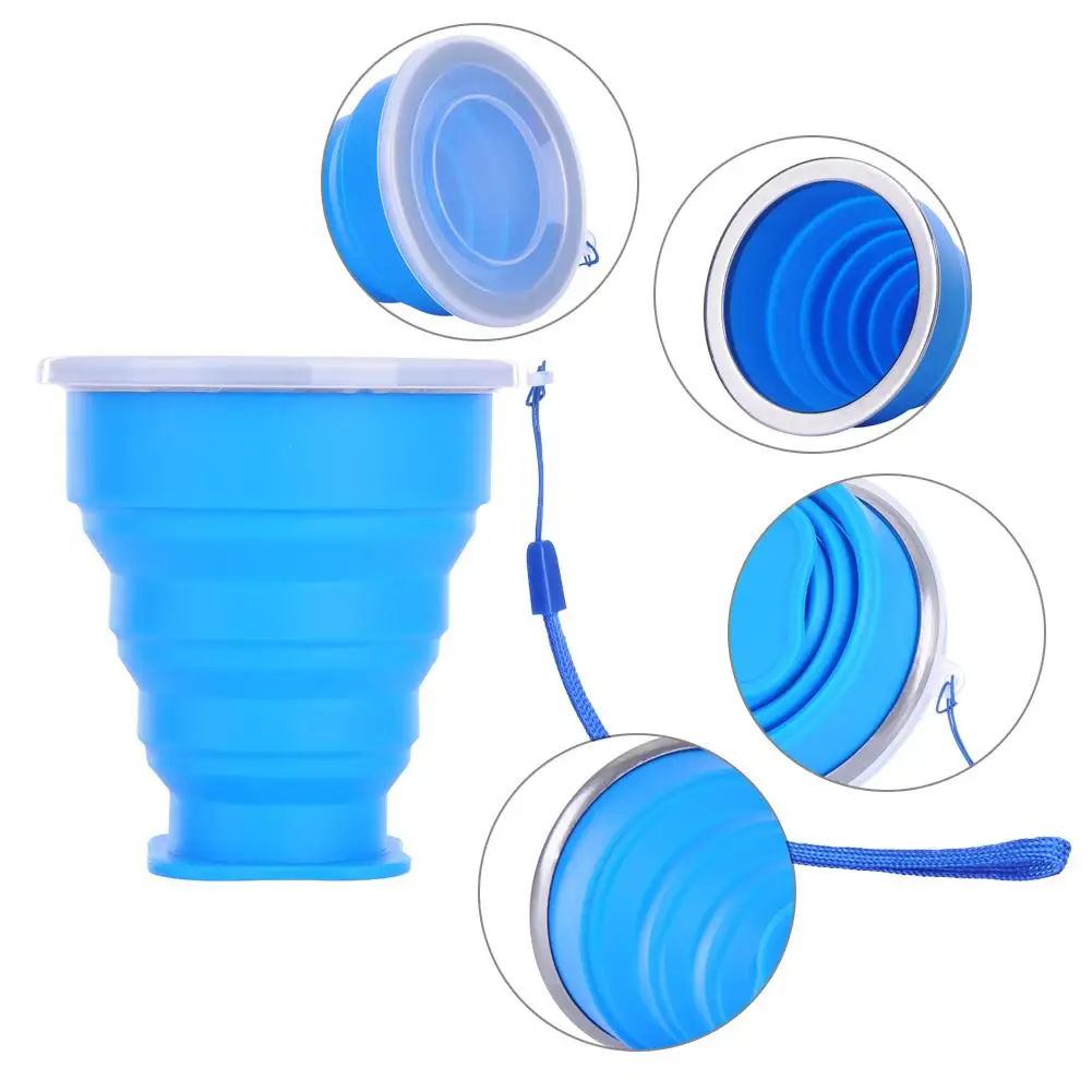 240ML Travel Cup Stainless Steel Silicone Retractable Folding cups Telescopic Collapsible Coffee Cups Outdoor Sport Water |