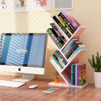 

Simple modern space space bookshelf simple table student bookcase floor multi layer creative rack tree