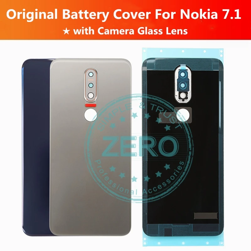 Для Nokia 7,1 Задняя крышка батареи+ камера Стекло Объектив для Nokia 7,1 задний корпус сменный Ремонт Запасные части