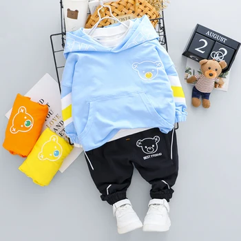 

New Hooede T-shirt Clothes For Toddler Boy Girl Outfit Sets 2020 Autunmn Cotton Kids Infant Letter Apparel 1 2 3 4 Years