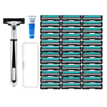 1 держатель ножа/36 режущая головка 2 слоя Качество станок для бритья безопасное лезвие ручное Бритва Уход за лицом борода для удаления волос