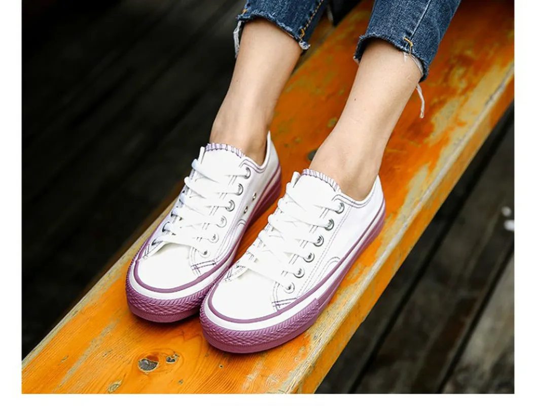 

2020 Fashion new spring and summer Classic Women Casual Lace-Up Canvas Shoes Female Flat Trainers Vulcanize sneakers Y20-7