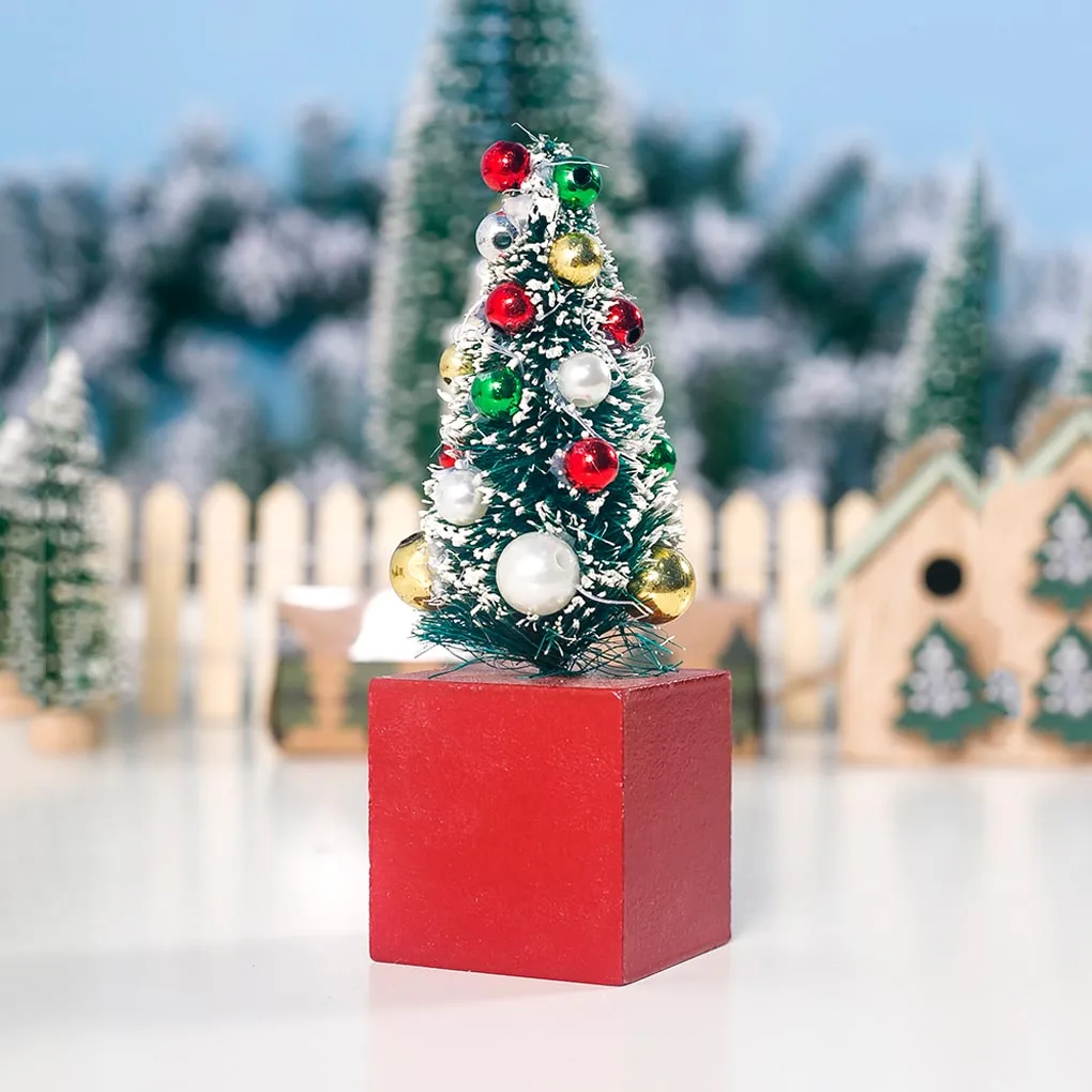 

2pcs Mini Artificial Christmas Tree Table Desktop Decoration Beads Xmas Tree Home Office Ornament