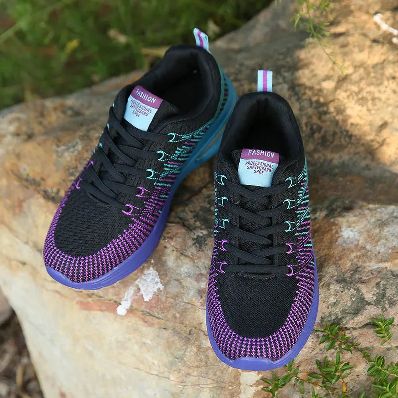 New Style Trend Recommended AliExpress Cross Border Breathable Fly Woven Athletic Shoes Korean-style Really Air Cushion WOM