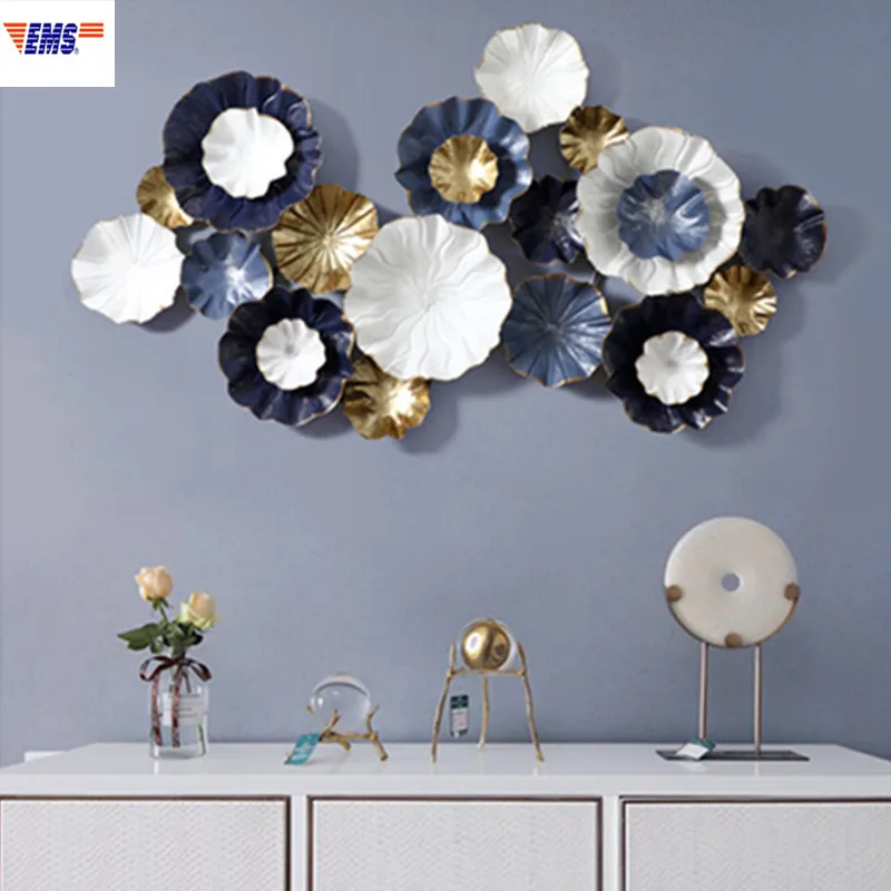 

Chinese Style Metal Wall Accessories Simulation Lotus leaf Stereoscopic Iron Art Sofa Background Wall Hangings X2874