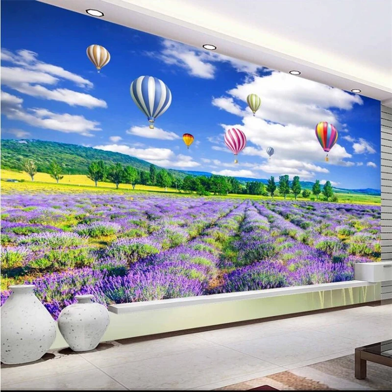 Beibehang-Lavender-Flower-Sea-Beautiful-Landscape-3D-Wall-Custom-Large-Mural-Green-Wallpaper-papel-de-parede