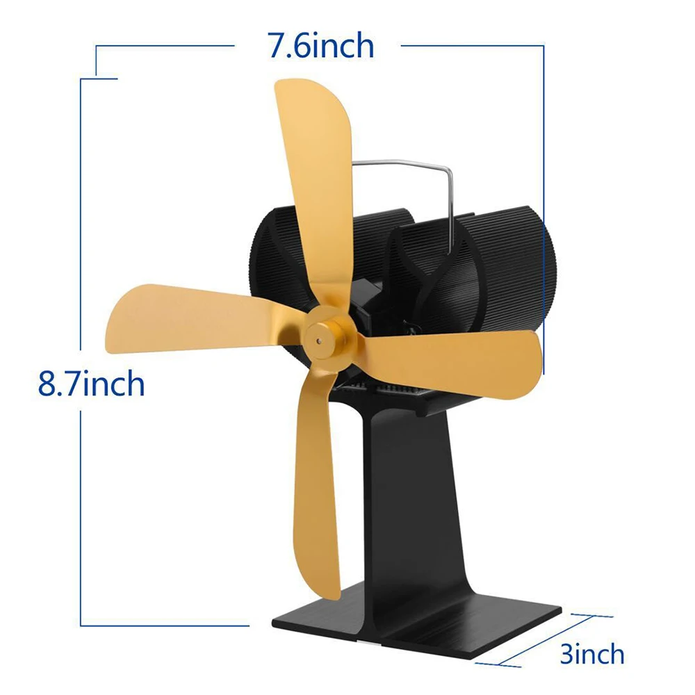 

Hot Portable 4 Blade Stove Fan Fireplace Fan Heat Powered Burner Friendly Quiet Home Efficient Wood Heat Fireplace Accessories G