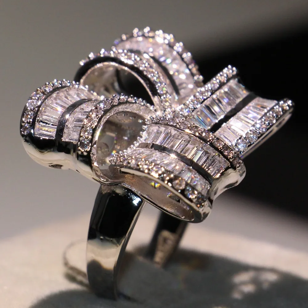 YaYI Jewelry Princess Cut AAA+ White Cubic Zirconia Silver Color Engagement Wedding Heart Rings Party Rings Gifts