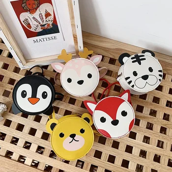 

2020 New Girls Bag Cute Cartoon Animal Mini Round Crossbody Messenger Bags Fashion PU Leather Shoulder Bags Girl's Small Wallets