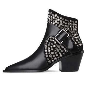 

brand women boots 2020 new autumn winter shoes genuine cow leather high heels pointed toe zipper black riding boots plus size 42