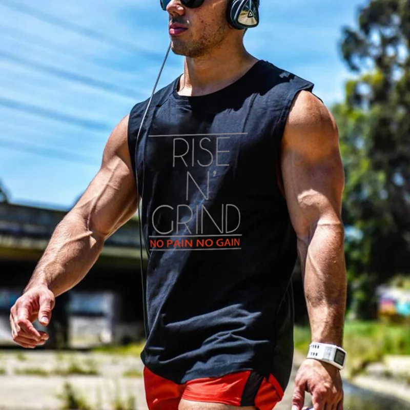 Muscleguys Мужская одежда для бодибилдинга, мужские спортивные Тэнк-топы, мужская майка без рукавов, майка для фитнеса, спортивные майки, одежда из хлопка, Workou
