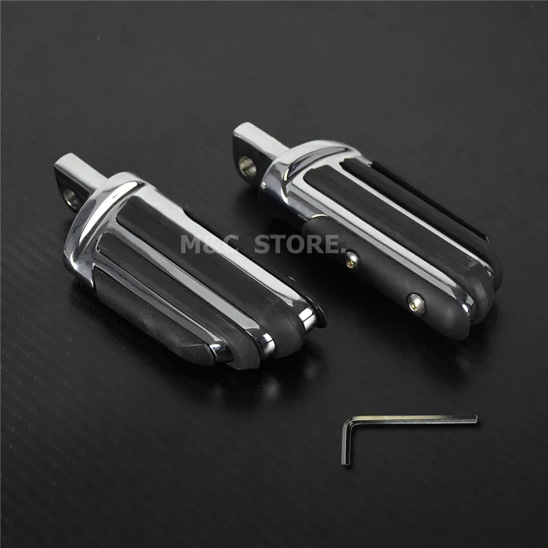 Chrome Footpegs 32 мм 1,2" Длинные Угловые подножки для ног, крепление для защиты двигателя, подножки для Harley Sportster XL 883 Dyna Street Bob FXDB Touring FLHR - Color: Chrome Footpegs
