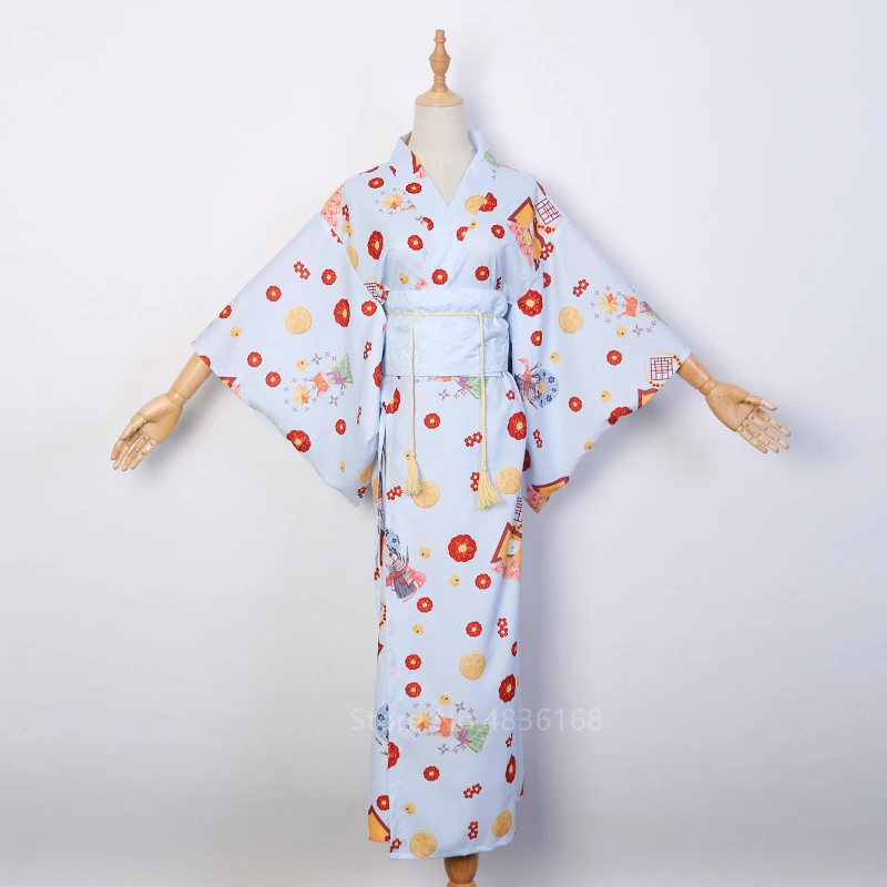 Традиционное японское кимоно кардиган Сакура девушка костюм женское платье Haori принцесса косплей костюм на Хэллоуин Harajuku Вечерние - Цвет: Color2 Kimono Belt