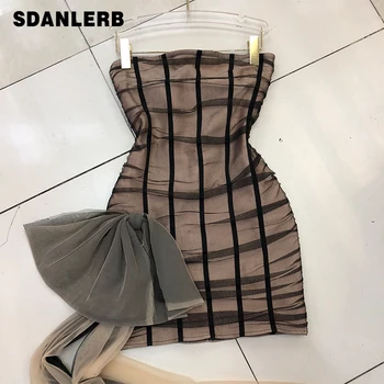 

Slim-Fit Stretch Strapless Dress Women's Spring Summer New High Waist Package Hip One-Step Dress Woman's Evening Party Dresses