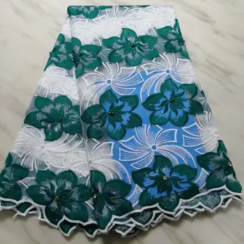 

Beautiful Green White 3 D Lace Applique Flower Nigerian Lace Fabric With Beads Rhinestones Sell Well Hign Quality Lace Dress