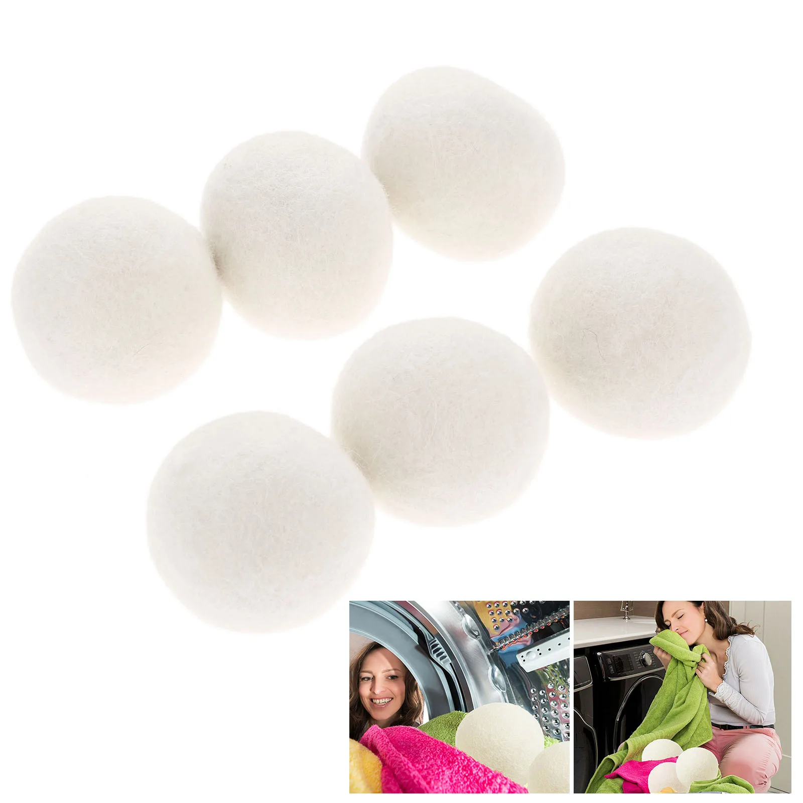 

6Pcs 6/7cm Natural Wool Laundry Drying Balls Saving Clothing Wrinkles Reducing Drying Time Reusable Fabric Softener