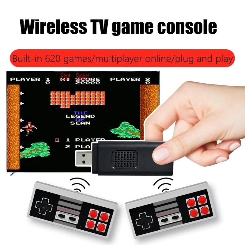 Dongdongole 620 Button 2 in 1 Gamepad for Game Console Mini Home Game Consoles 2 Buttons 
