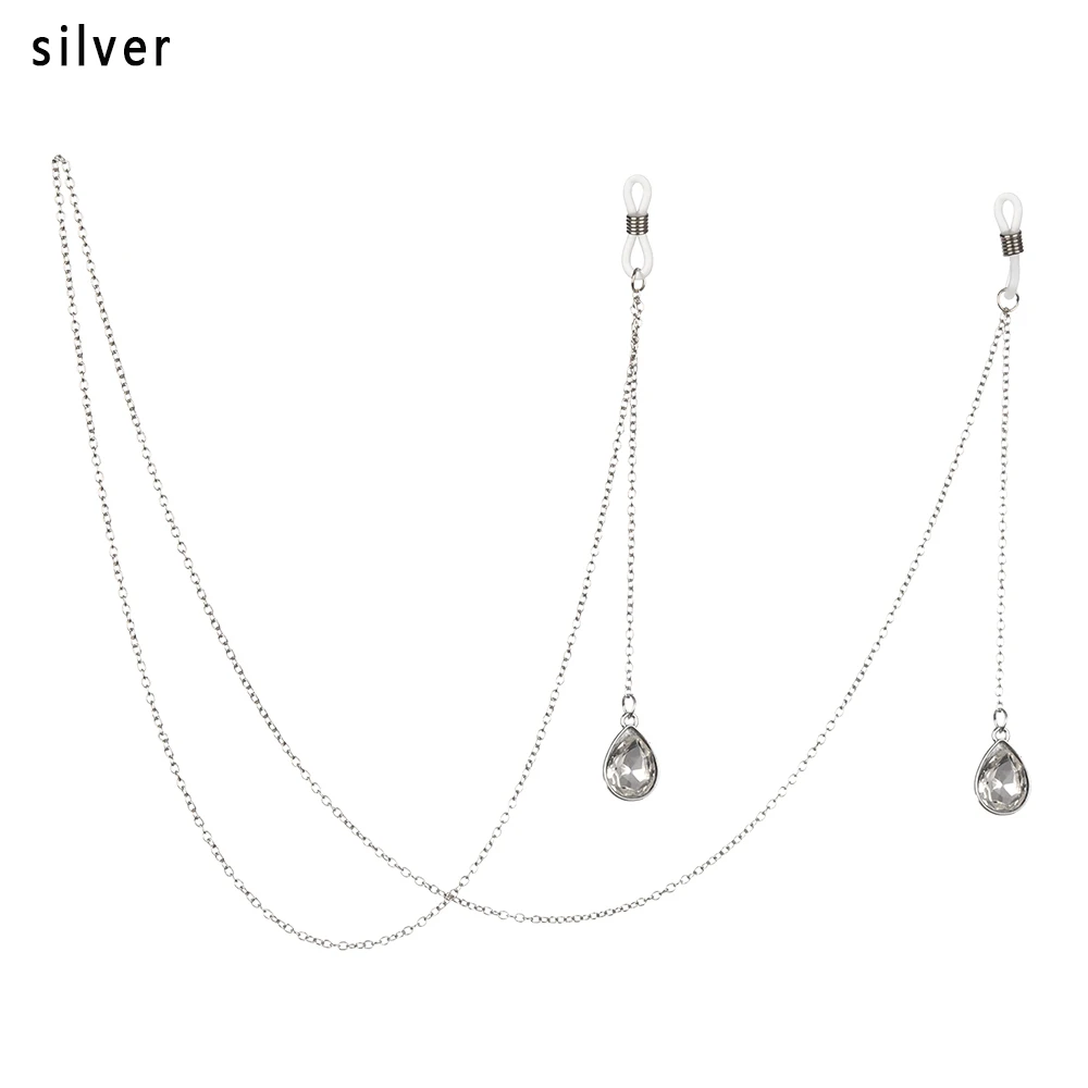 silver Модная цепочка для очков для женщин, золотые, серебряные цепочки для солнцезащитных очков, цепочка для очков с бисером, шнур для очков, ожерелье с ремешком - Цвет: silver