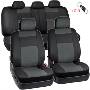 

Universal 5-Seat Auto Seat Covers Cars Protectors Synthetic PU Leather Car Seat Covers For Car Truck SUV Van + Key Ring