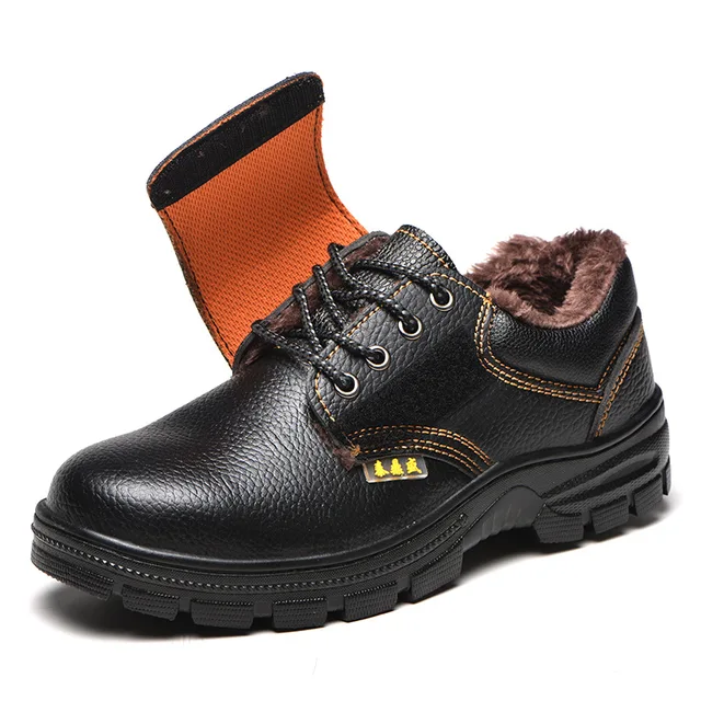 warm black work boots