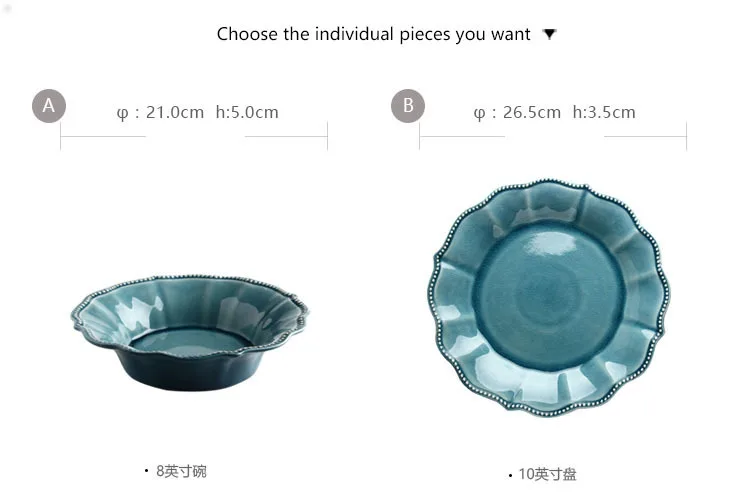 Ice Cracks Ceramic Tableware Glazed Lace-up 8-Inch Large Plate Dish dessert pan Restaurant Hotel Salad Bowl
