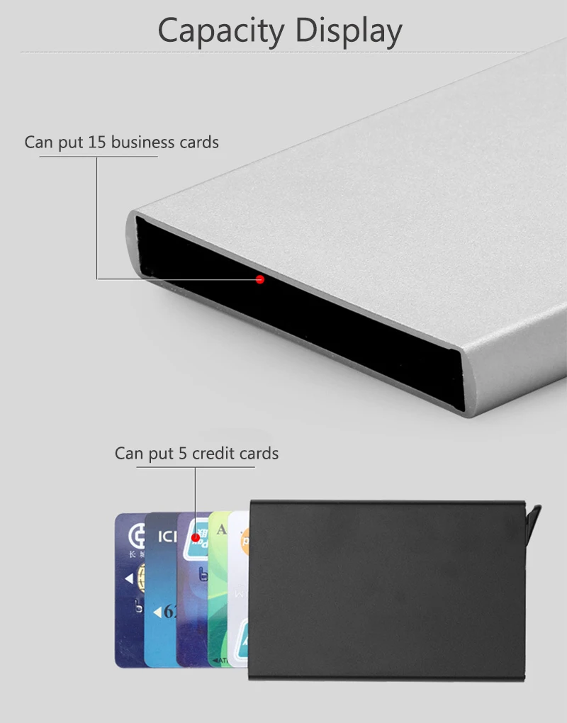 Rfid качество, кредитный держатель для карт, для мужчин, нержавеющая сталь, тонкий, анти-защита, для путешествий, ID, держатель для карт, мужской кошелек, металлический чехол, Porte Carte