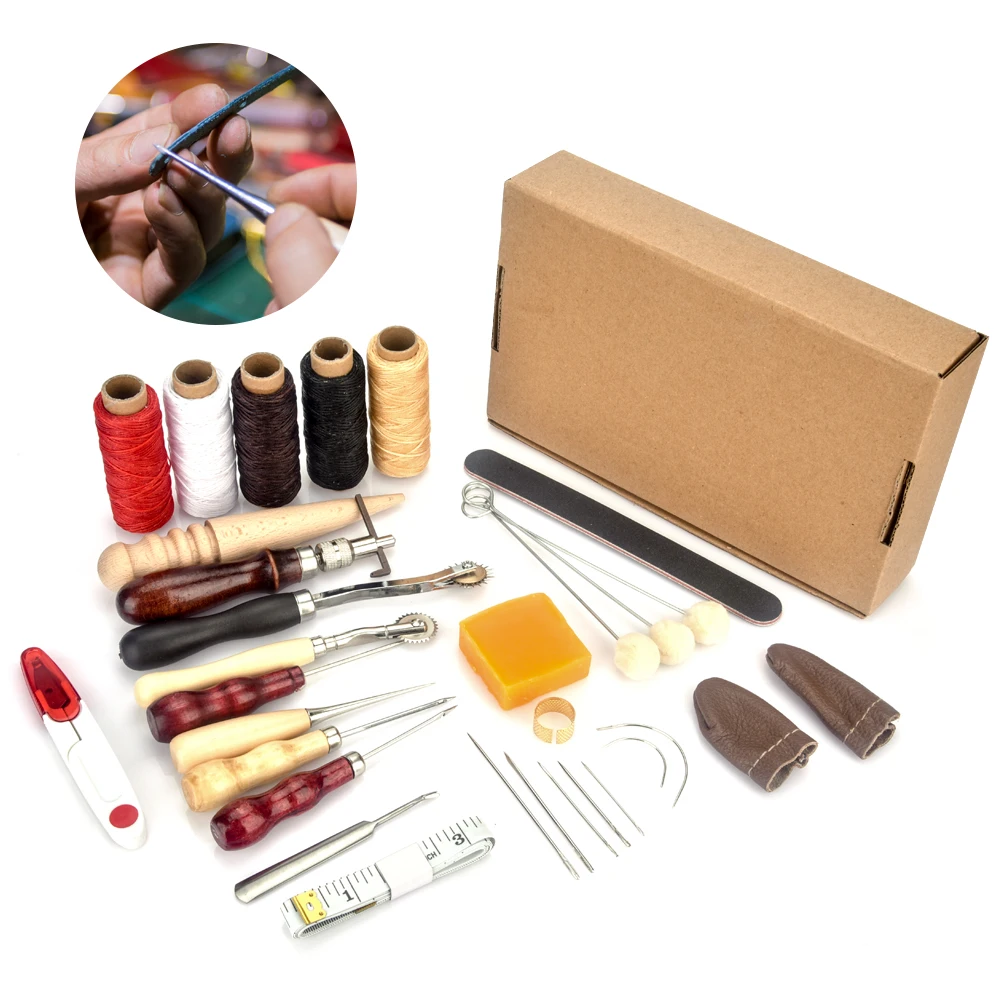 

31pcs Leather Craft Tools Kit Hand Stitching Sewing Tool Awl Scalpel Wax Skin Punch Piercer Belt Punch Shoemaker Repair