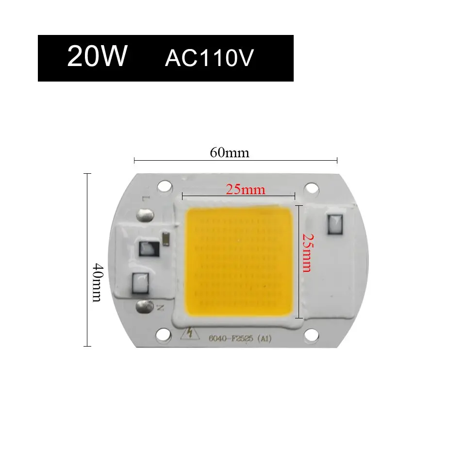 Интегрированный умный IC драйвер светодиодный COB чипы с высоким световым потоком IP65 20 Вт 30 Вт 50 Вт AC110V 220-240 В для DIY светодиодный прожектор - Испускаемый цвет: 20W AC110V