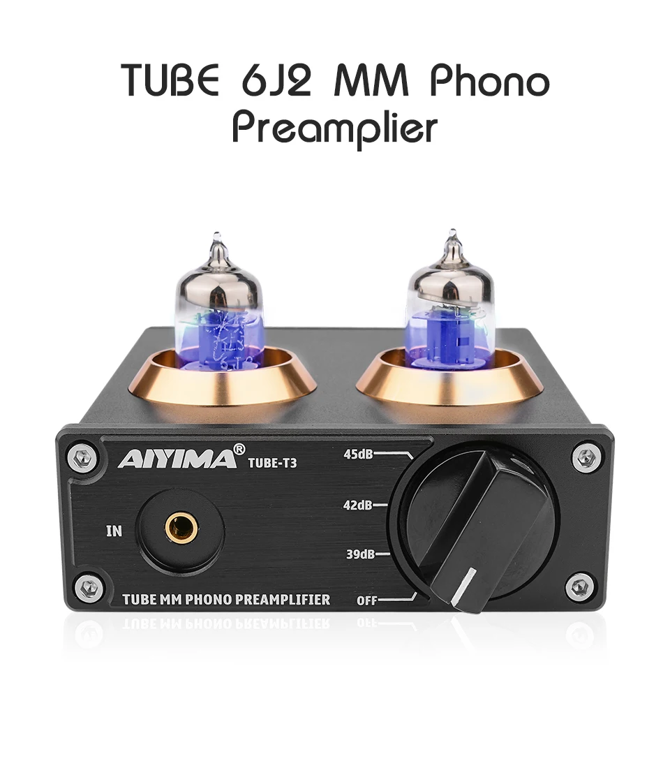 AIYIMA 6J2 Vacuum Tube MM Phono Turntable Preamplifier HiFi Stereo Phonograph Preamp Amplifier Vinyl Record Player For Home DIY