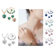 

4Pcs/Set Wedding Jewelry Set Trendy Sturdy Shiny for Party Women Necklace Set Necklace Earrings Bracelet Ring