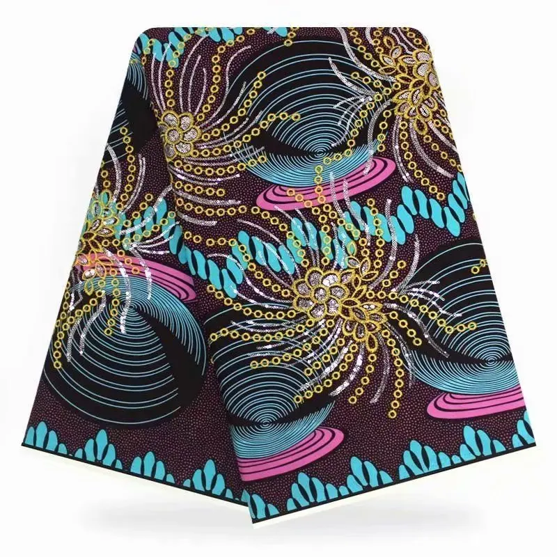 Африканская Хлопковая ткань Анкара Африканский воск печать ткань с блестками вышивка для женщин платье