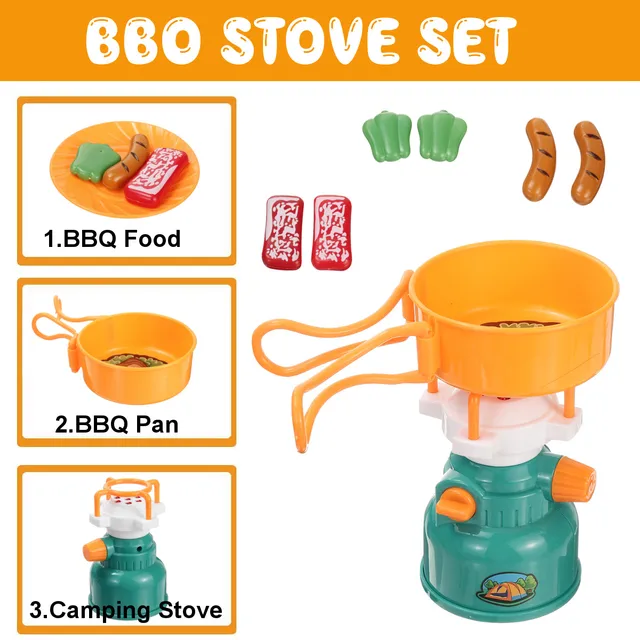 20pcs Kids Camping Tent Toys Set BBQ Camping Gear Tool Toddlers Kids Birthday Gift Outdoor Pretend Camp Set for Little Explorers 4