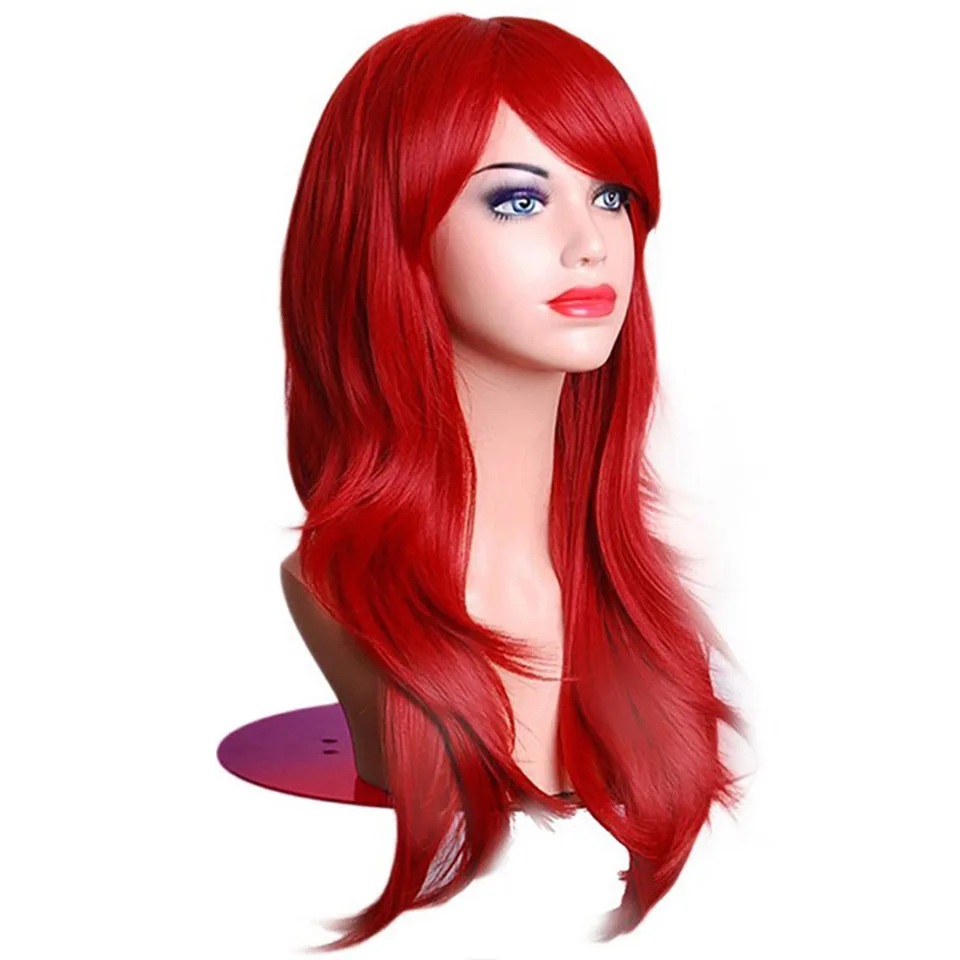 AIYEE 26 дюймов синтетический парик с воздушным взрывом чистый цвет блонд синий красный косплей парик Высокая температура волокна волос парик