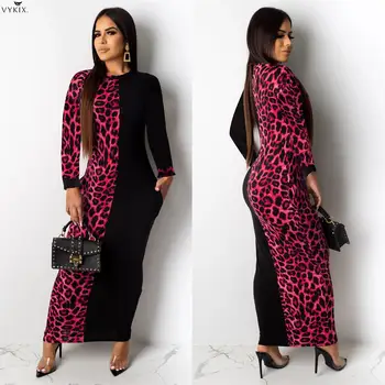 

Plus Size Dress Korean Style Womens Dresses Print Leopard Dress Bodycon Long Dress Sexy Maxi Dress Clubwear Party Dress Vestidos