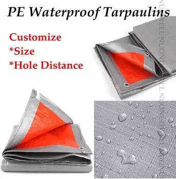 

Customize Size 0.32mm PE Rainproof Tarpaulin Sunshade Tarp Waterproof Truck Car Cover Double Side Sliver Layer Lightweight Tarp