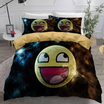 

Duvet Cover Set Smile Face Funny Pattern Bedding Sets Decorative Bedspread for Childrens/Kids/Teens/Adults 2/3pcs Doona