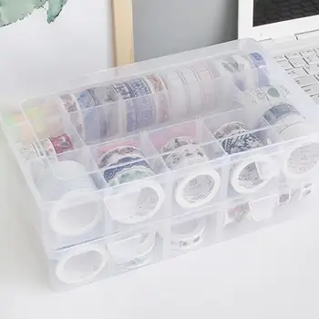 

Hot Sale 15 Grids Desktop Tape Storage Box Mini Paper Sticker Tape Box Transparent Plastic Case Crafts Organizer Art Supplies