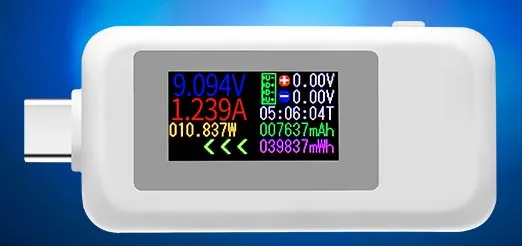 Напряжение Амперметр тип-c тестер Быстрая зарядка USB инструмент измеритель тока Измерение температуры Высокая точность цвет Емкость экрана - Цвет: White