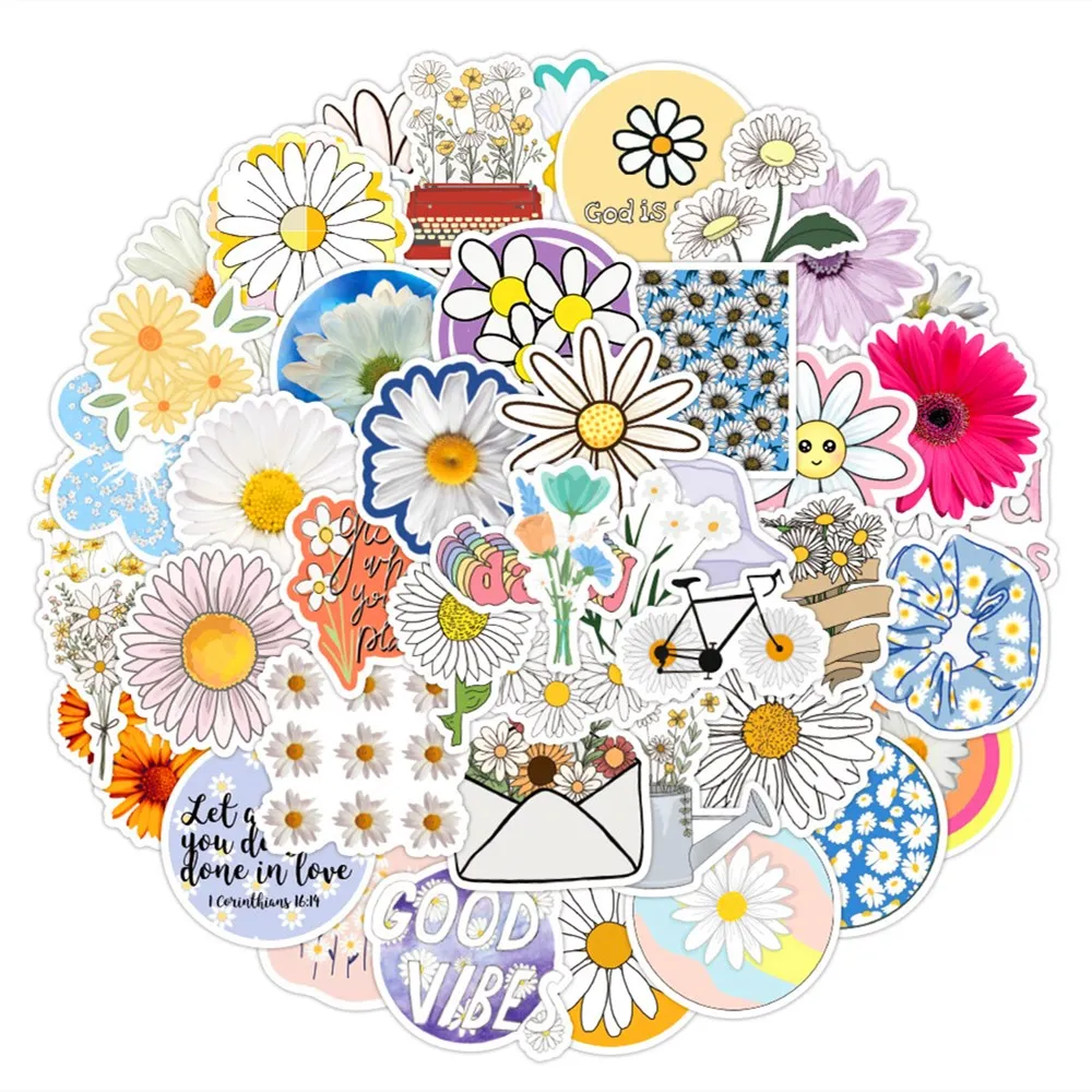 

50Pcs/Set Wholesale Daisy VSCO Stickers Waterproof Sticker For Skateboard Laptop Luggage Bicycle Decal Kids Gifts